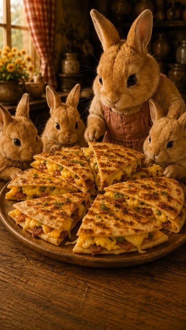 Chef BunBun presenting Breakfast Quesadilla