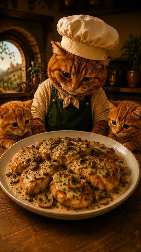 Chef Basil presenting Chicken Marsala