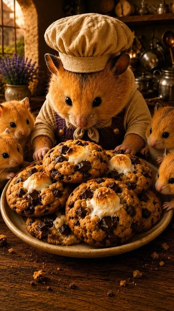 Chef Biscuit presenting S'mores Cookies