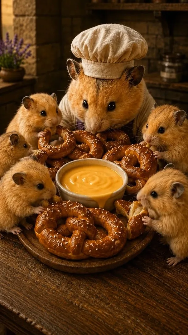 Chef Biscuit presenting Soft Pretzels