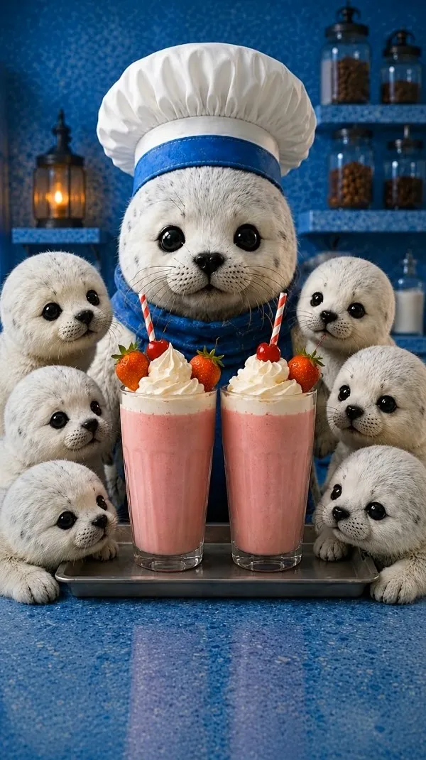 Chef Pluff presenting Strawberry Milkshake